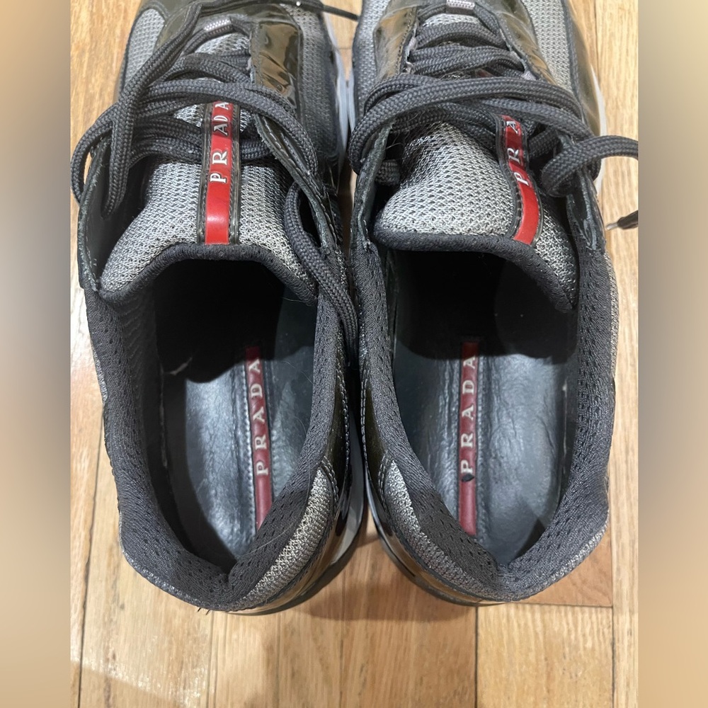 SOLD Prada Green Patent Leather Americas Cup Sneakers Prada Size 8.5 US Size 9.5 - Picture 6 of 9